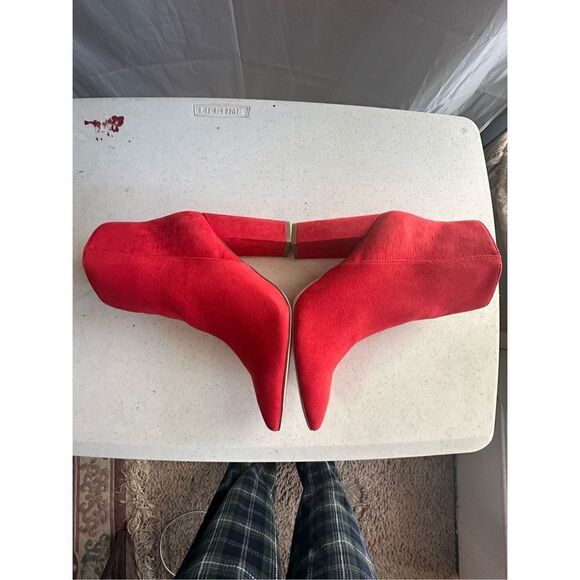 JUSTFAB Women's Rosamund Block Heeled Bootie Ankle Boots Red Size 9 - Picture 8 of 8